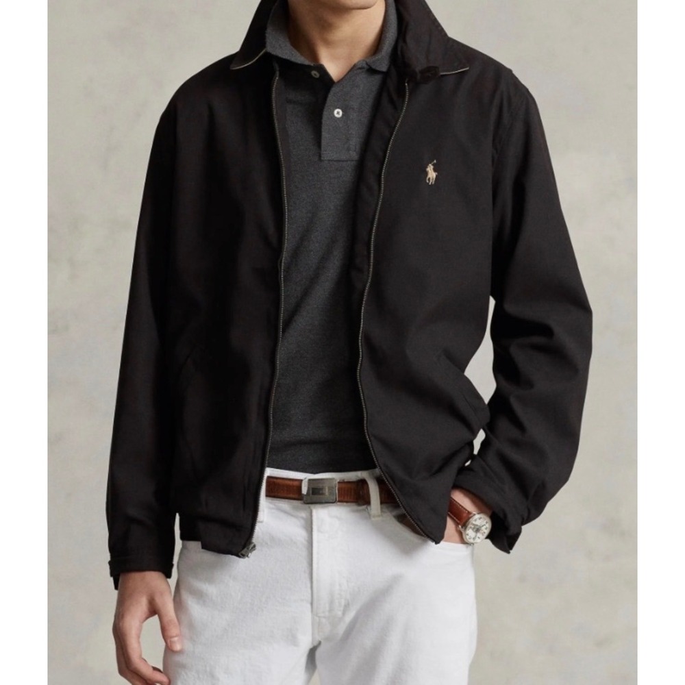 Polo Ralph Lauren Black Microfiber Bi-Swing Windbreaker Bomber Jacket XXL